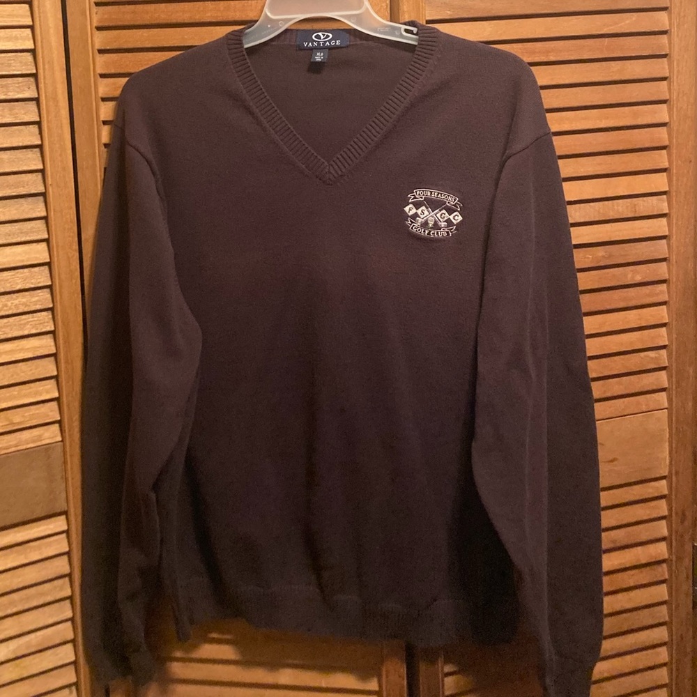 Vantage Brown Four Seasons Golf Club V-Neck Sweater